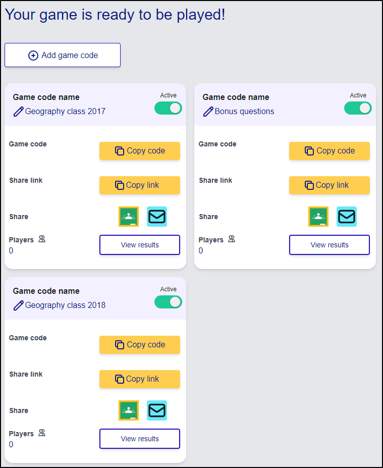 Image of the Play Codes list