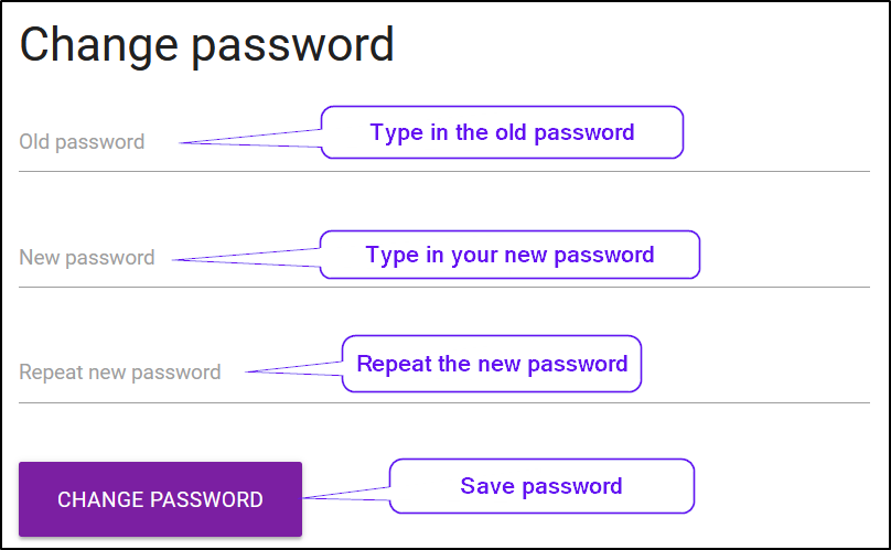 Image of the change password menu
